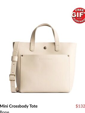 Mini Crossbody Tote in Bone Cream- Portland Leather